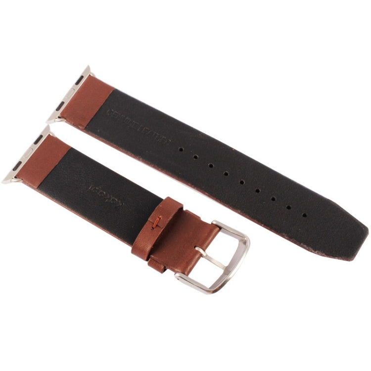 Kakapi für Apple Watch 42mm Armband aus echtem Leder mit feiner Textur und gebürsteter Schließe sowie Konnektor