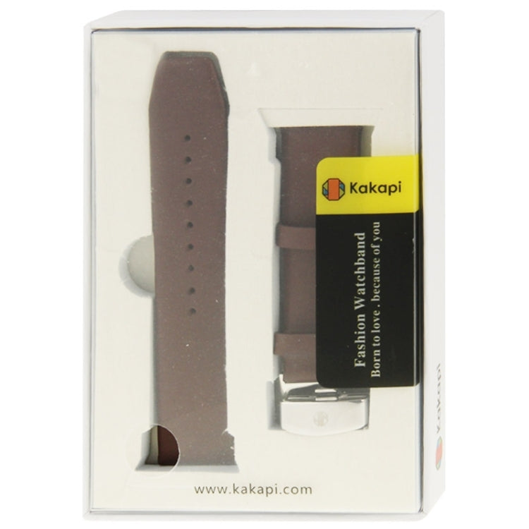 Kakapi für Apple Watch 42mm Armband aus echtem Leder mit feiner Textur und gebürsteter Schließe sowie Konnektor