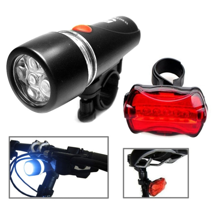 5 LED Water Resistant Bike Bicycle Head Light+ Rear Safety Flashlight, Bicycle Head Light+ Rear Safety Flashlight