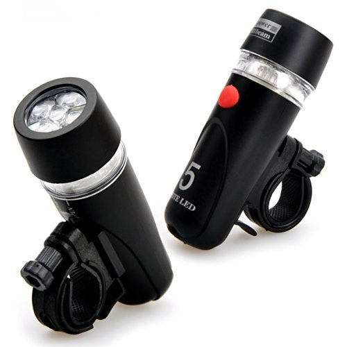 5 LED Water Resistant Bike Bicycle Head Light+ Rear Safety Flashlight, Bicycle Head Light+ Rear Safety Flashlight
