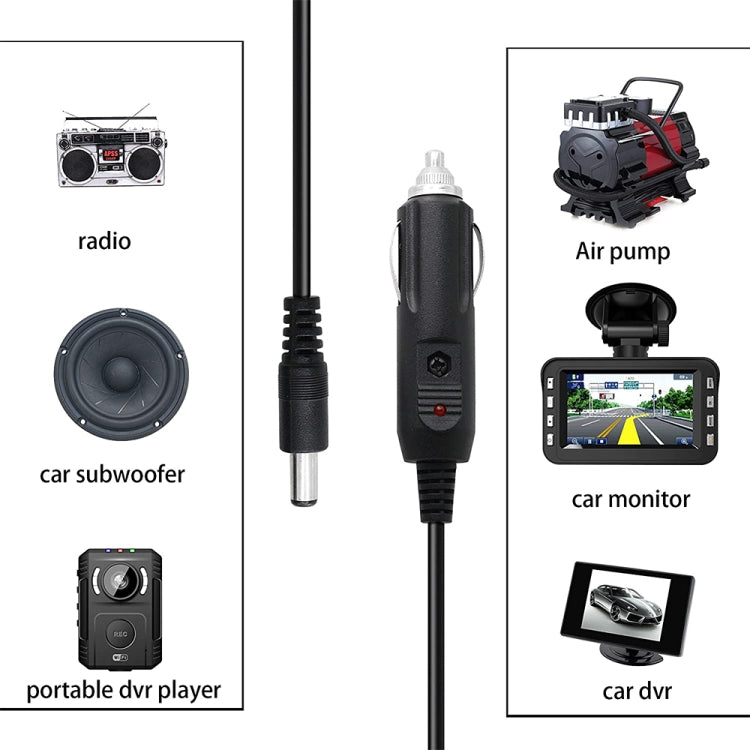 2A 5.5 x 2.1mm DC Power Supply Adapter Plug Coiled Cable Car Charger, Length: 40-140cm, 5.5 x 2.1mm