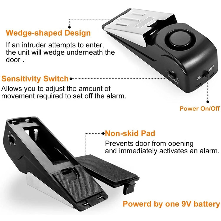 HH-MD001 Door Stop Wedge Alarm for Home and Travel