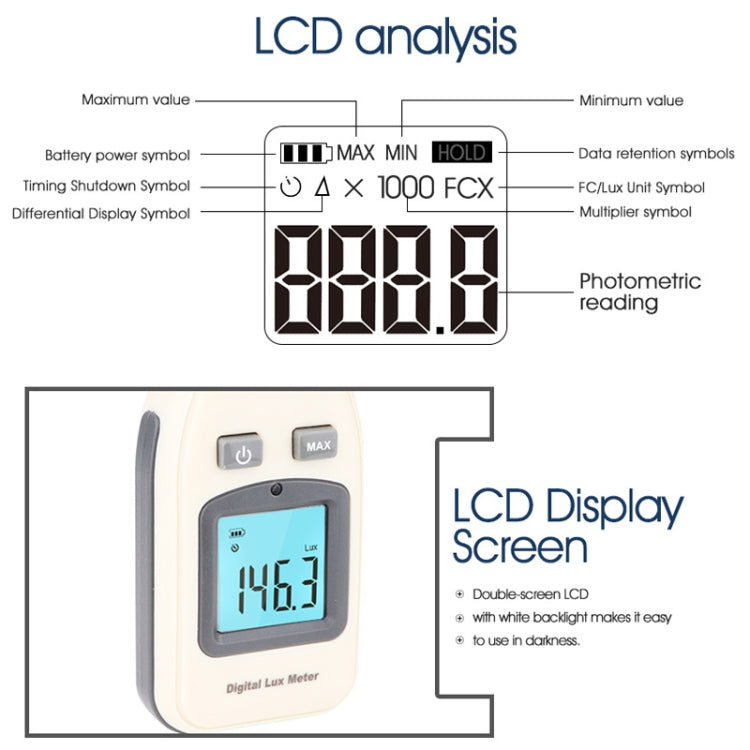 BENETECH Digital Light Lux Meter for Factory / School / House Various Occasion, Range: 0-200,000 Lux (GM1010), GM1010