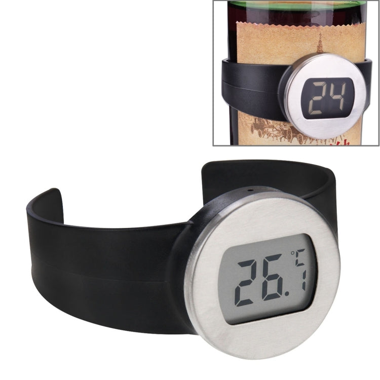 Celsius Degree Digital LCD Display Wine Bottle Thermometer, Suitable Bottle Diameter: 65-80mm (Black + Silver), TL802-TT