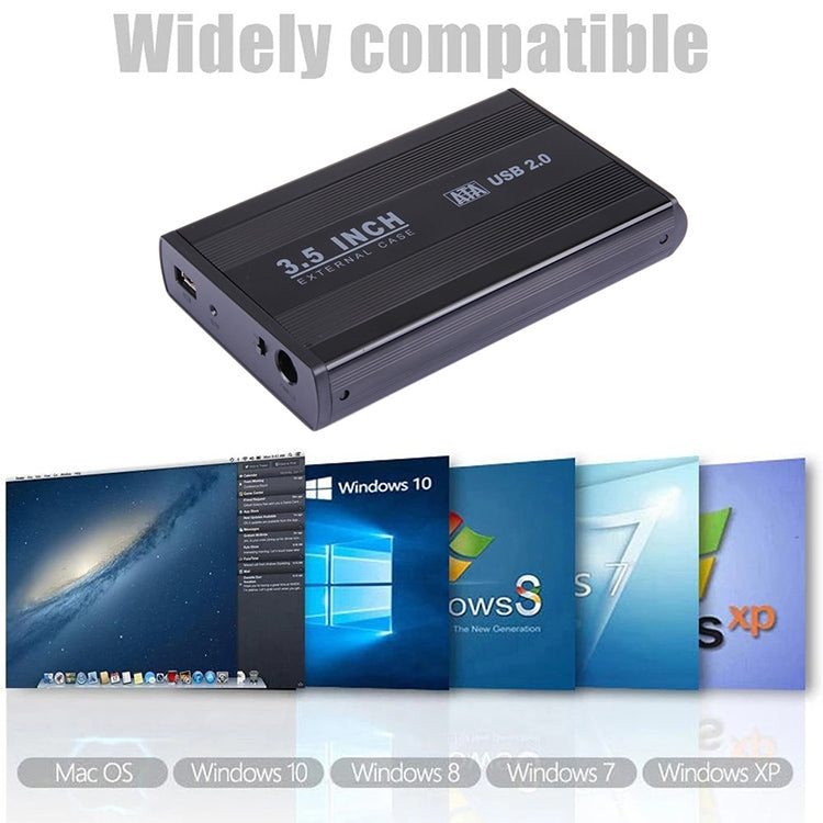 3,5 Zoll Festplattengehäuse SATA extern, unterstützt USB 2.0, SATA mit 2.0A Netzteil, SATA mit 1.5A Netzteil