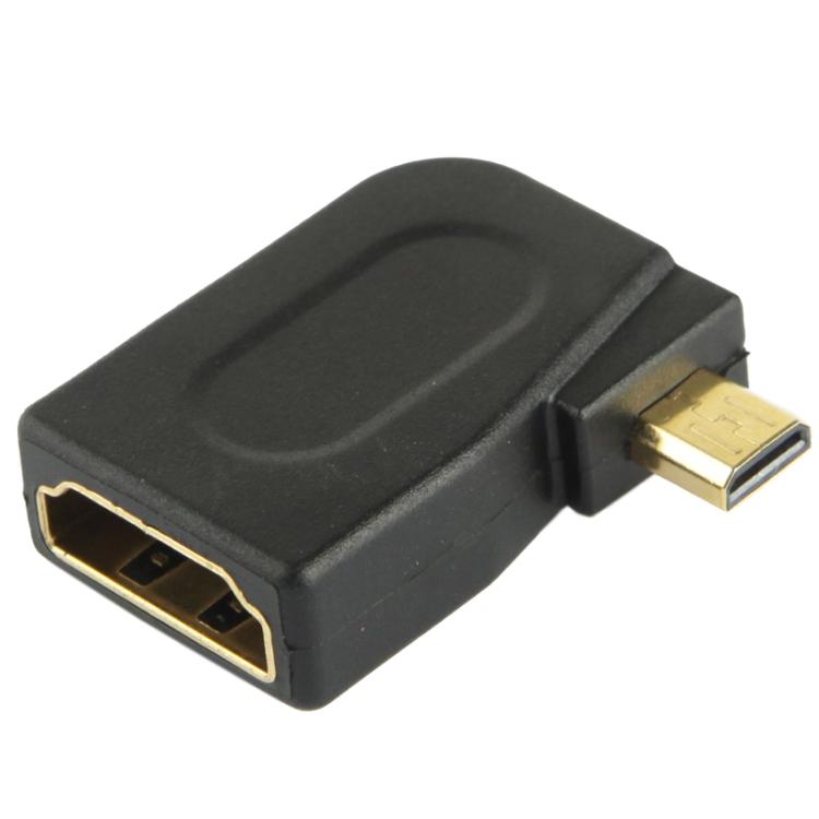 Vergoldeter Micro-HDMI-Stecker auf HDMI-19-Pin-Buchse-Adapter mit 90-Grad-Winkel
