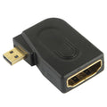 Vergoldeter Micro-HDMI-Stecker auf HDMI-19-Pin-Buchse-Adapter mit 90-Grad-Winkel