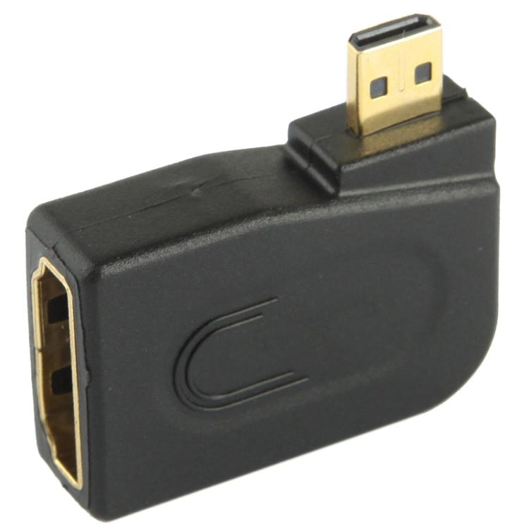 Vergoldeter Micro-HDMI-Stecker auf HDMI-19-Pin-Buchse-Adapter mit 90-Grad-Winkel