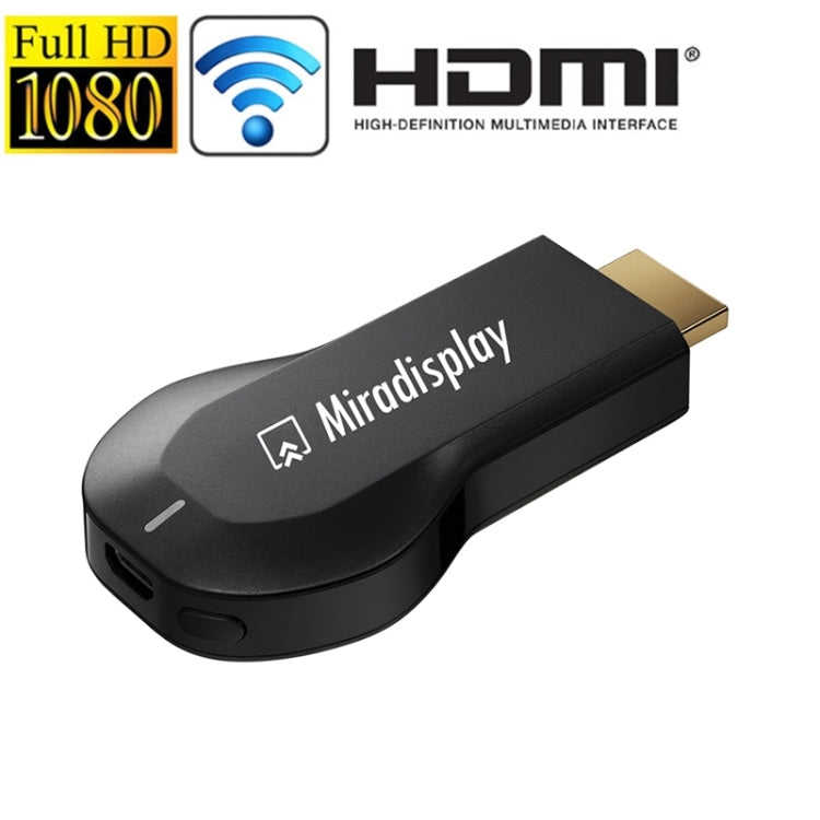 Miradisplay WiFi HDMI Display-Dongle / Miracast Airplay DLNA Display-Empfänger-Dongle (Schwarz)