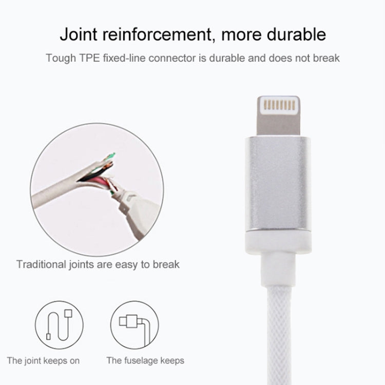 USB-Daten-/Ladekabel im Netz-Design, Metallkopf, 8 Pin auf USB, Kabellänge: 25cm