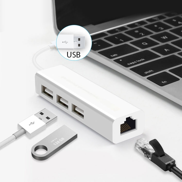 USB 2.0 Ethernet-Netzwerkadapter + 3-Port USB-Hub (Weiß)