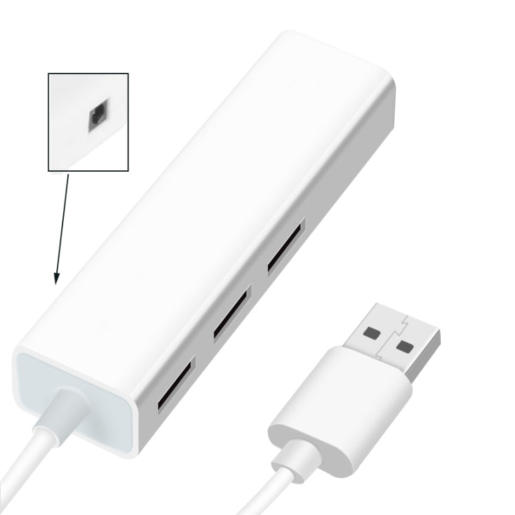 USB 2.0 Ethernet-Netzwerkadapter + 3-Port USB-Hub (Weiß)