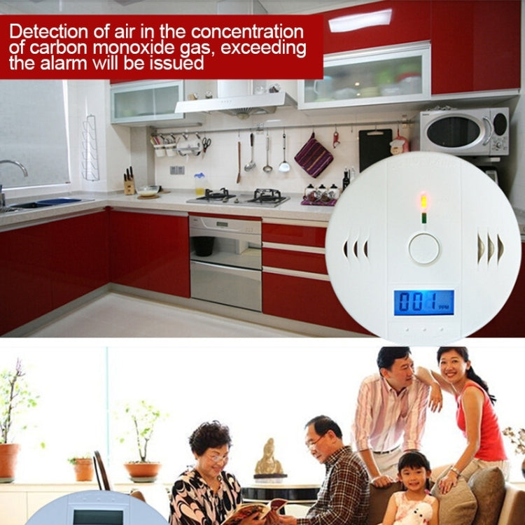 Gas Carbon Monoxide Detector Sensor Unit LCD CO Safety Alarm Tester(White)