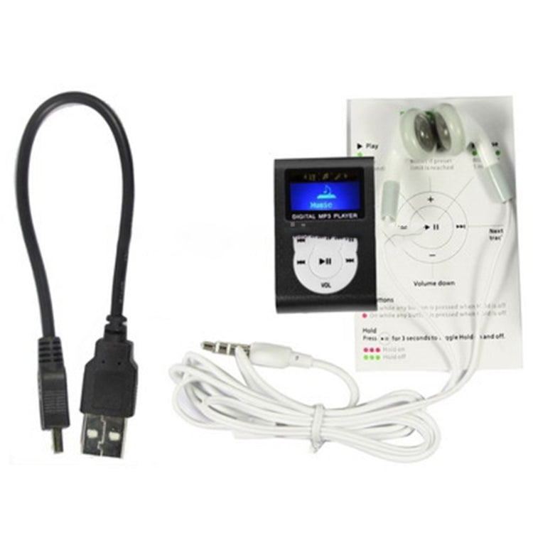 MP3-Player mit TF- / Micro-SD-Kartenslot, LCD-Bildschirm und Metallclip