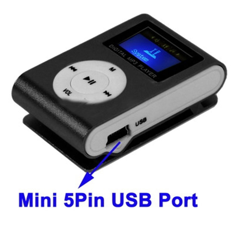 MP3-Player mit TF- / Micro-SD-Kartenslot, LCD-Bildschirm und Metallclip