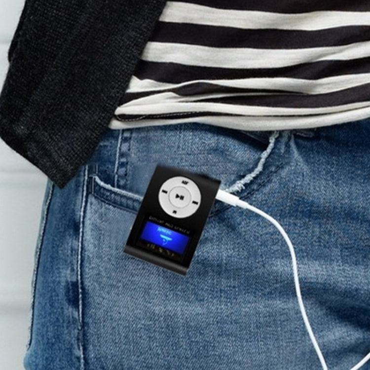 MP3-Player mit TF- / Micro-SD-Kartenslot, LCD-Bildschirm und Metallclip