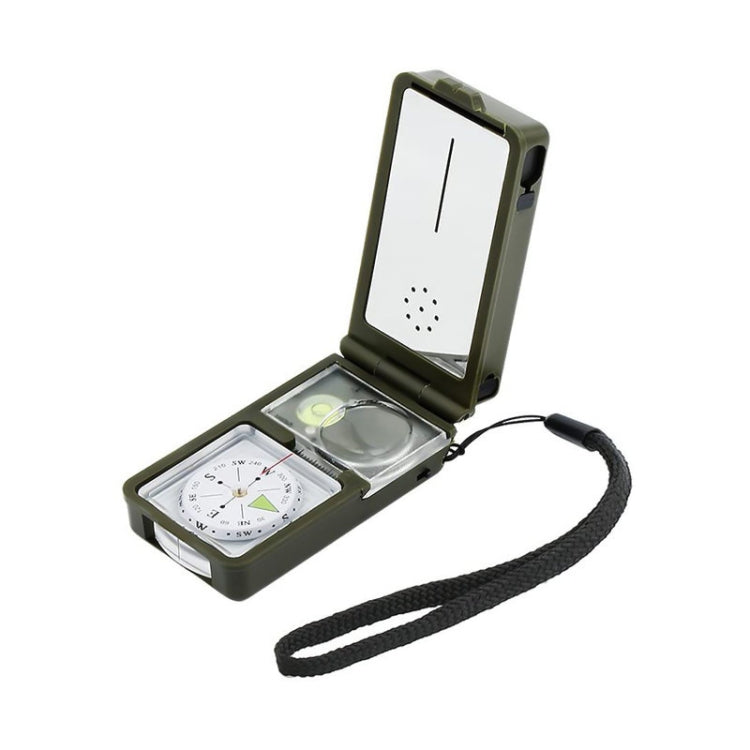 10 in 1 (Thermometer, Hygrometer, LED light, Reflector, Spirit level, Compass, Whistle, Flint, Magnifier, Ruler) Multi-Function Portable Compass, 10 in 1