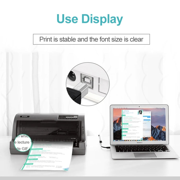 USB 2.0 Printer Extension AM to BM Cable, Length: 3m(Black)