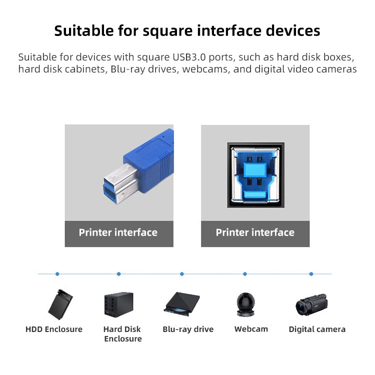 USB 3.0 A Male to B Male Extension / Data Transfer / Printer Cable,  Length: 5m, Length: 1.5m