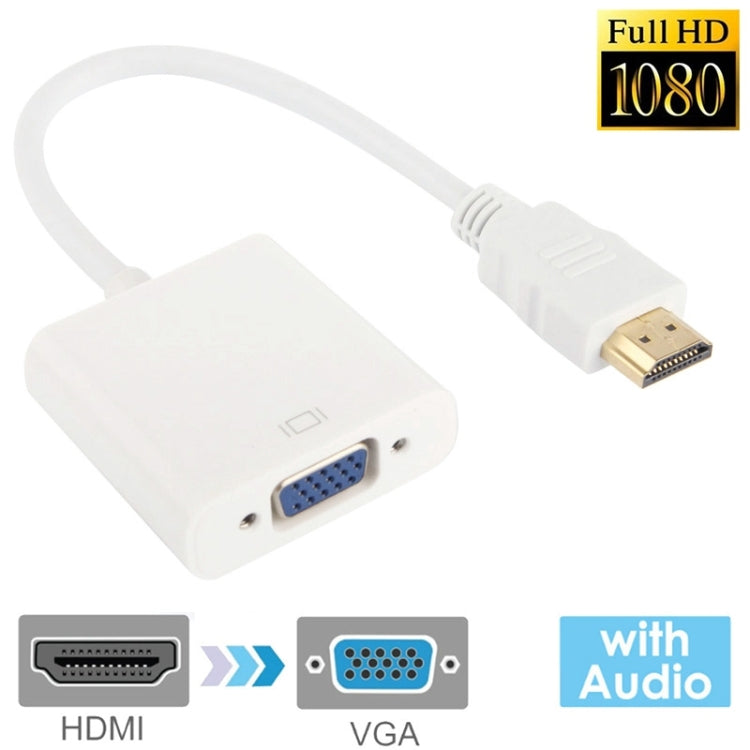 24 cm Full HD 1080P HDMI-auf-VGA-Kabel mit Audioausgang für Computer / DVD / digitalen Receiver / Laptop / Mobiltelefon / Mediaplayer (Weiß)