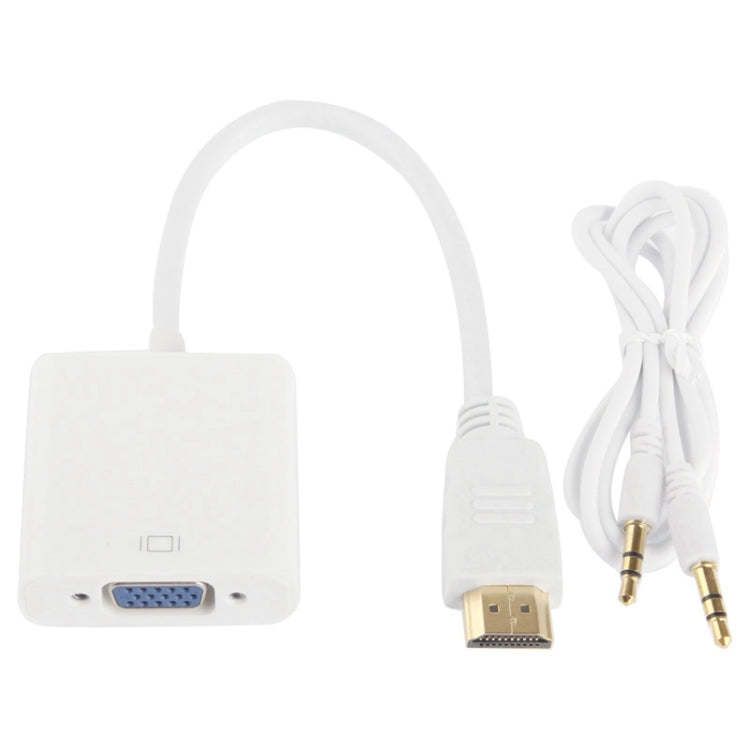 24 cm Full HD 1080P HDMI-auf-VGA-Kabel mit Audioausgang für Computer / DVD / digitalen Receiver / Laptop / Mobiltelefon / Mediaplayer (Weiß)