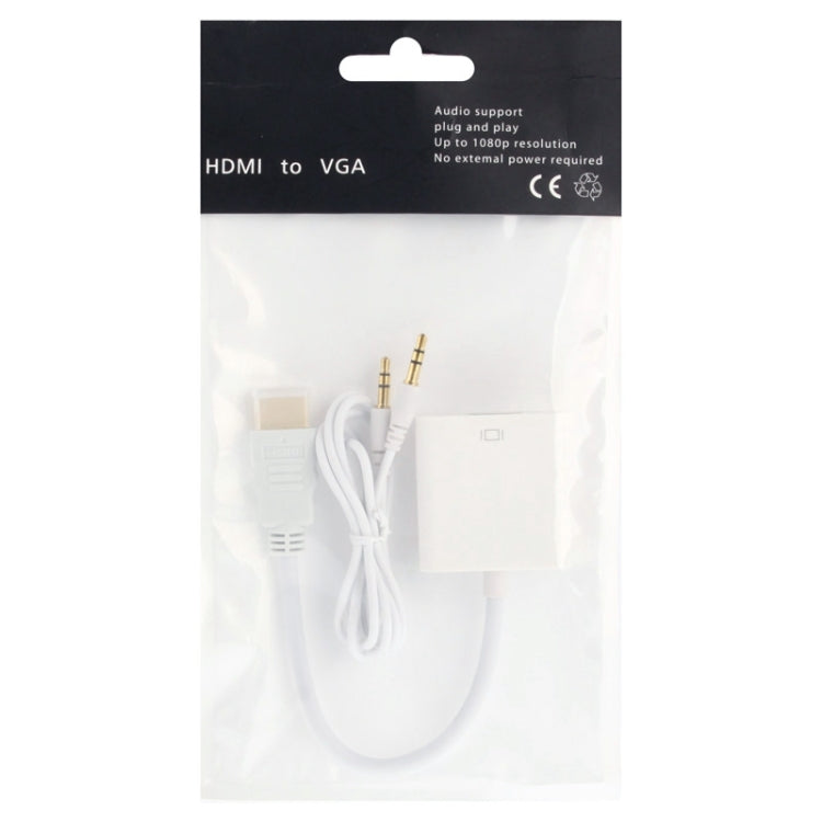 24 cm Full HD 1080P HDMI-auf-VGA-Kabel mit Audioausgang für Computer / DVD / digitalen Receiver / Laptop / Mobiltelefon / Mediaplayer (Weiß)