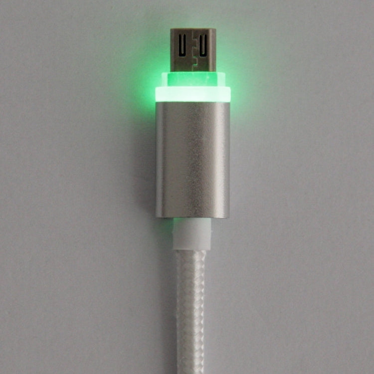 1m Woven Style Micro USB to USB 2.0 Data Sync Cable with LED Indicator Light(Silver)