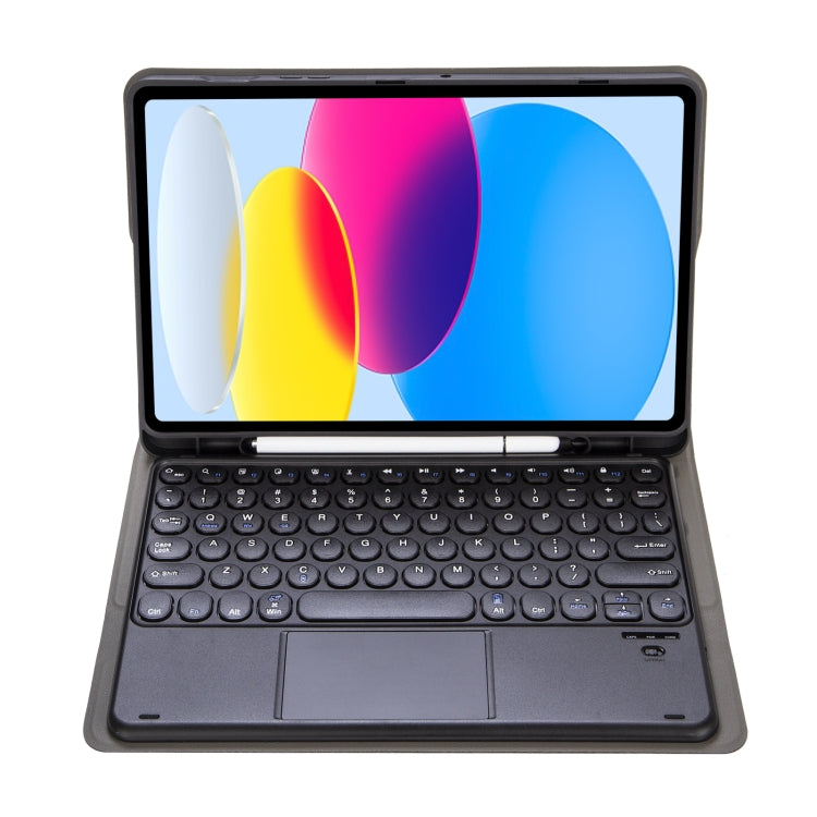 Für iPad 11 2025 / 10. Generation 10.9 2022 YA10B-A Lammfellstruktur Bluetooth Touch-Tastatur Leder-Tablet-Hülle mit Stiftschlitz, YA10B-A