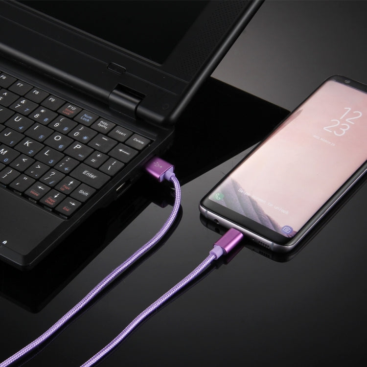 Knit Texture USB to USB-C / Type-C Data Sync Charging Cable, Cable Length: 2m, 3A Output