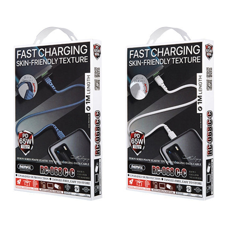 REMAX RC-068 PD 65W Type-C / USB-C to Type-C / USB-C High Elastic TPE Fast Charging Data Cable, Length: 1m, Type-C to Type-C