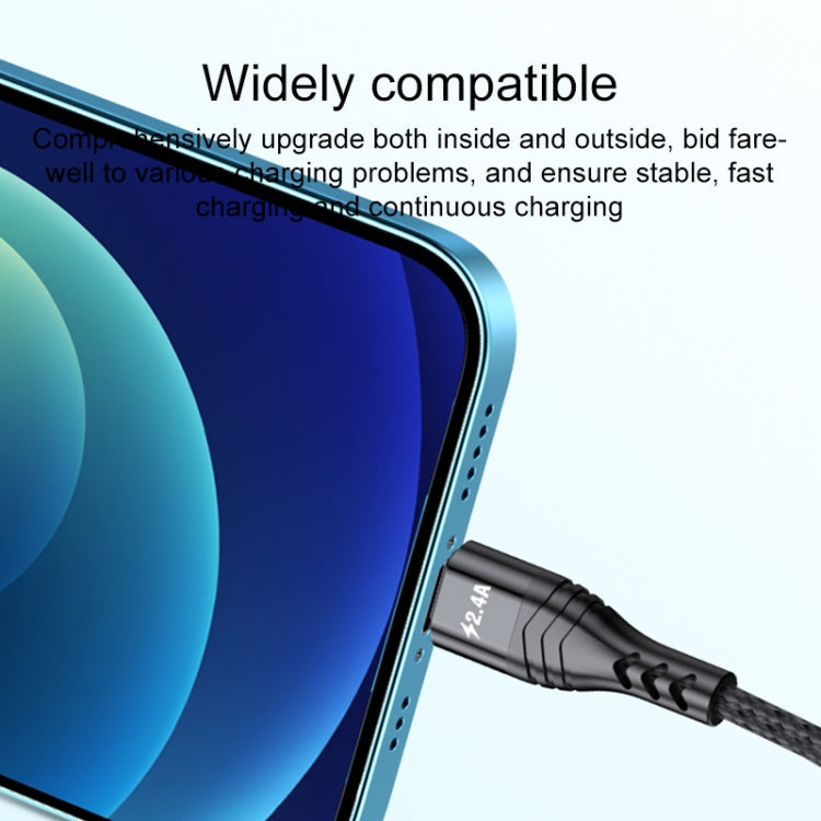 4-in-1 66W 6A USB auf 8 Pin + Micro USB + Dual USB-C / Typ-C Schnelllade-Datenkabel, Kabellänge: 2m, 2m, 2m 66W