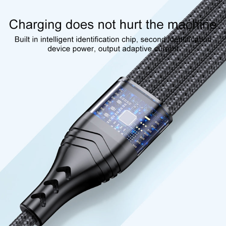 4-in-1 66W 6A USB auf 8 Pin + Micro USB + Dual USB-C / Typ-C Schnelllade-Datenkabel, Kabellänge: 2m, 2m, 2m 66W