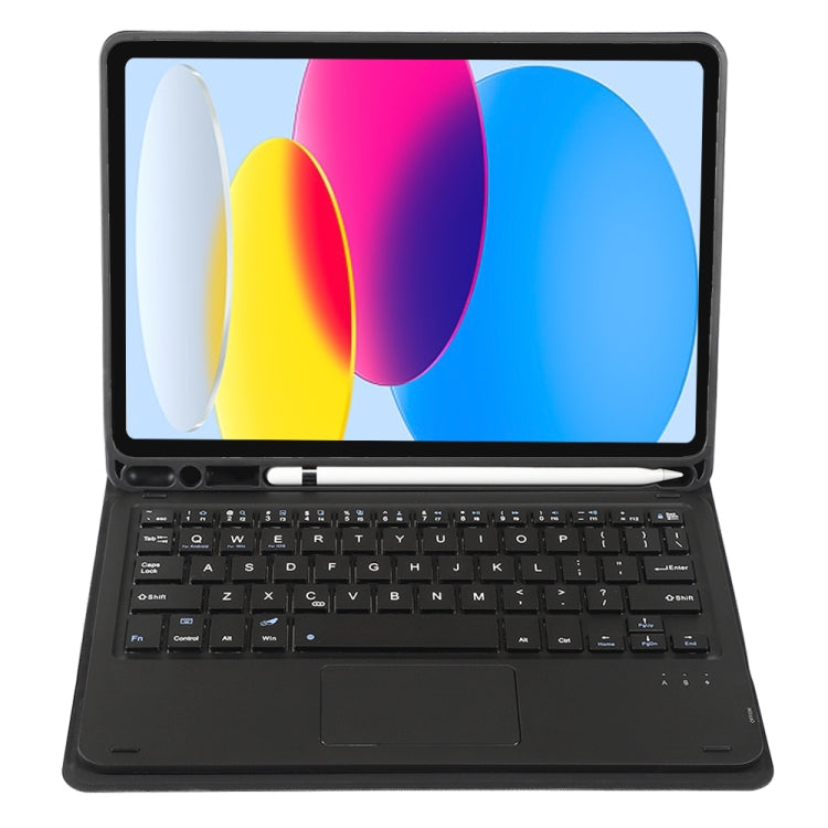 Für iPad 11 2025 / 10. Generation 10.9 2022 A10B-A Lammleder-Textur Bluetooth Touch Tastatur Leder Tablet-Hülle mit Stiftschlitz, A10B-A
