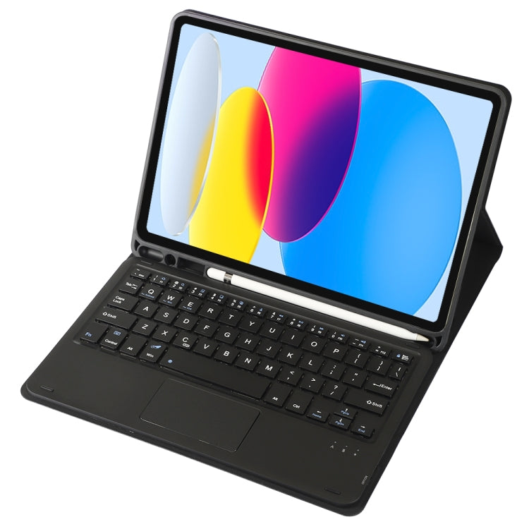 Für iPad 11 2025 / 10. Generation 10.9 2022 A10B-A Lammleder-Textur Bluetooth Touch Tastatur Leder Tablet-Hülle mit Stiftschlitz, A10B-A