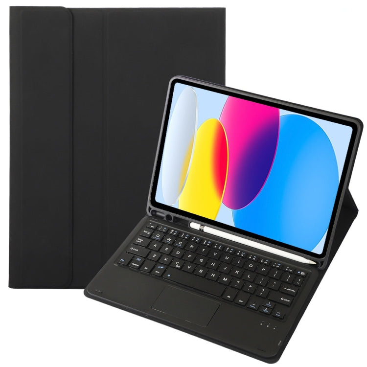 Für iPad 11 2025 / 10. Generation 10.9 2022 A10B-A Lammleder-Textur Bluetooth Touch Tastatur Leder Tablet-Hülle mit Stiftschlitz, A10B-A