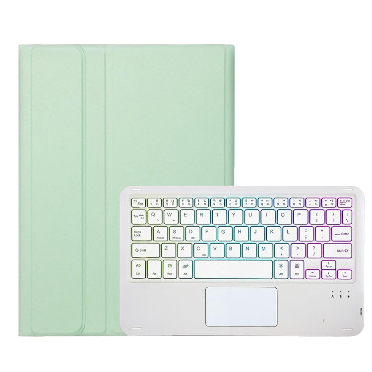 For iPad 11 2025 / 10th Gen 10.9 2022 A10B-AS Lambskin Texture Backlight Bluetooth Touch Keyboard Leather Tablet Case with Pen Slot, A10B-AS