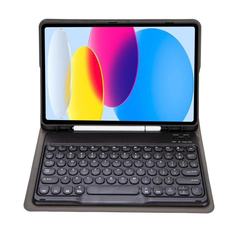 Für iPad 11 2025 / 10. Generation 10.9 2022 YA10B Bluetooth-Tastatur-Leder-Tablet-Hülle mit Lammfelltextur und Stiftschlitz, YA10B