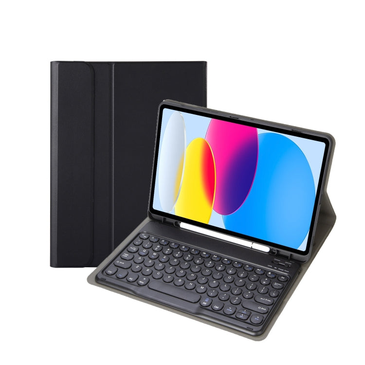 Für iPad 11 2025 / 10. Generation 10.9 2022 YA10B Bluetooth-Tastatur-Leder-Tablet-Hülle mit Lammfelltextur und Stiftschlitz, YA10B