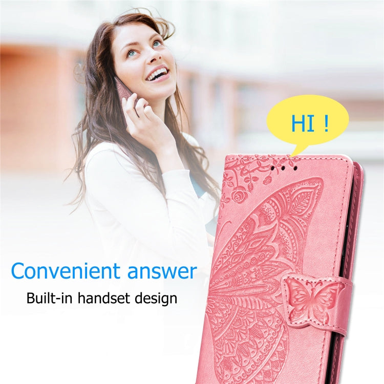 Butterfly Love Flowers Embossing Horizontal Flip Leather Case for Galaxy A70, with Holder & Card Slots & Wallet & Lanyard, For Galaxy A70