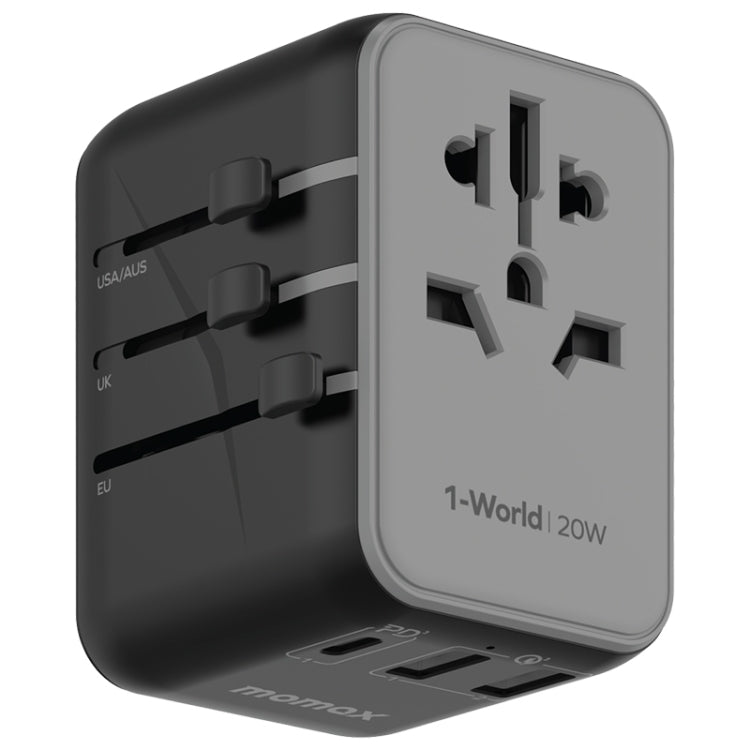 MOMAX UA11 1-World 20W PD Globaler Reise-Schnellladeadapter (Schwarz)