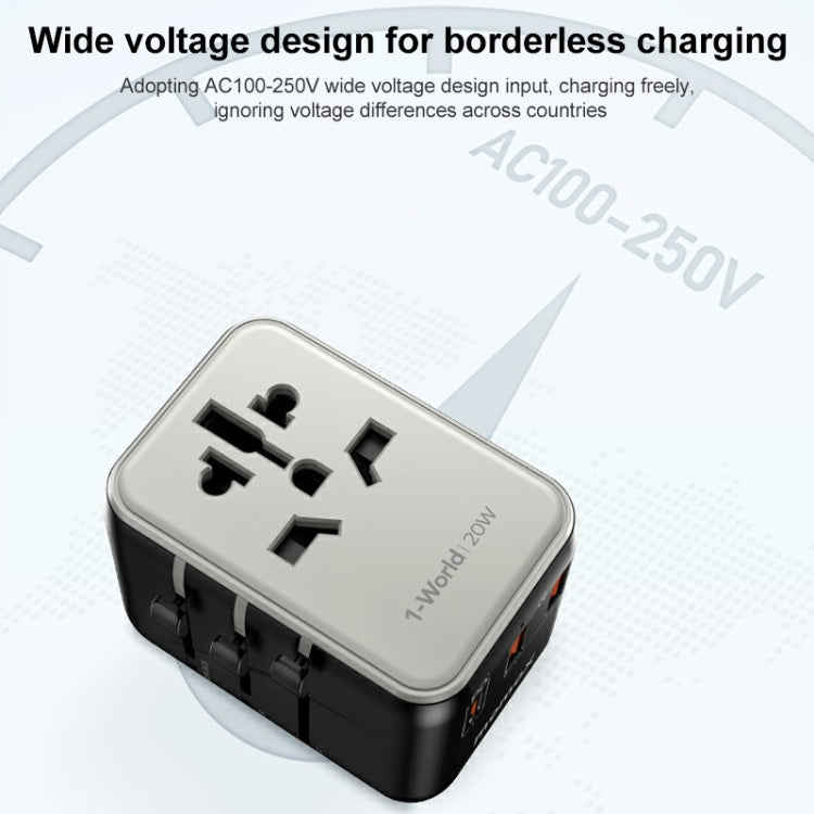 MOMAX UA11 1-World 20W PD Globaler Reise-Schnellladeadapter (Schwarz)