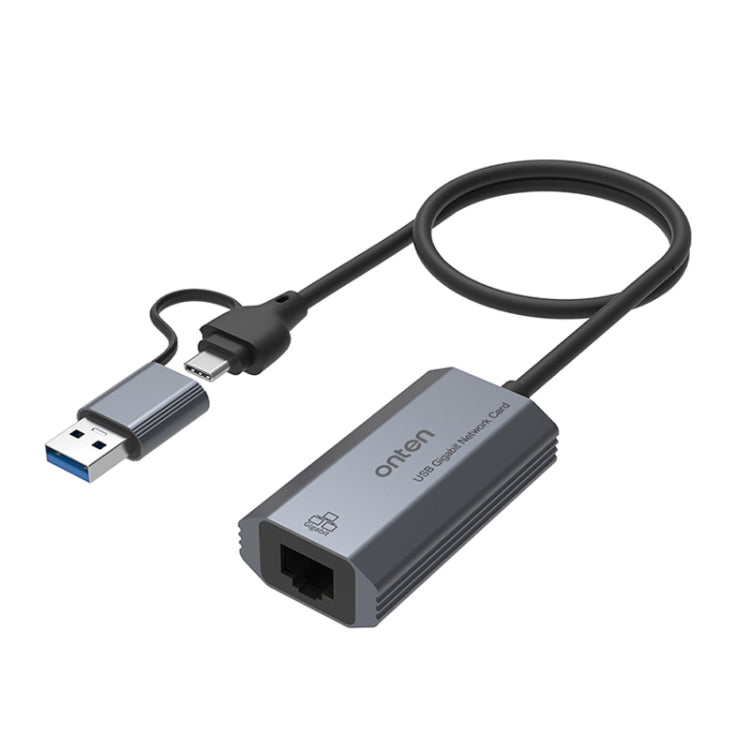 Onten UE101 2 in 1 USB3.0 Gigabit Network Card USB-C/Type-C to Network Port USB Hub