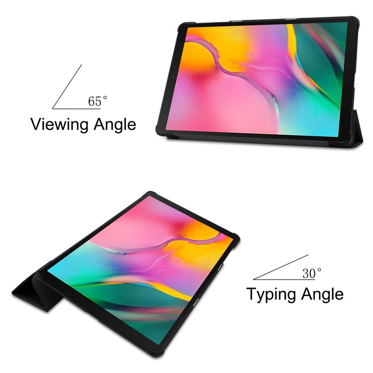 ENKAY High Quality PU Leather + Plastic Bottom Case with Three-folding Holder for Samsung Galaxy Tab A 10.1 (2019) T510 / T515, For Galaxy Tab A 10.1 (2019) T510, For Galaxy Tab A 10.1 (2019) T510 / T515
