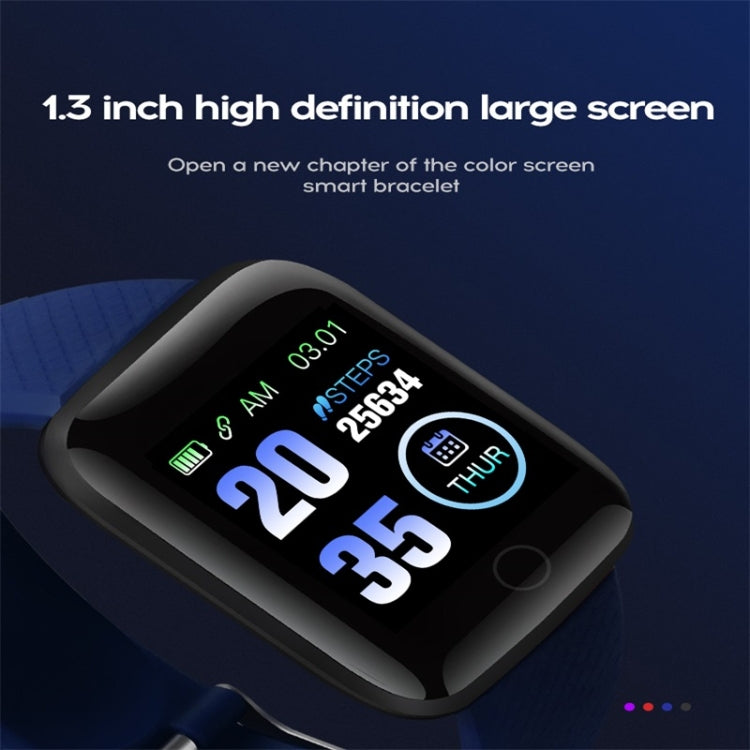 116plus 1.3 inch Color Screen Smart Bracelet IP67 Waterproof, Support Call Reminder/ Heart Rate Monitoring /Blood Pressure Monitoring/ Sleep Monitoring/Excessive Sitting Reminder/Blood Oxygen Monitoring