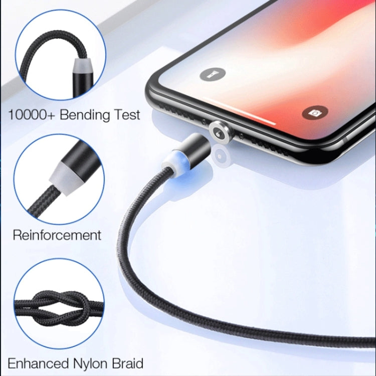3 in 1 USB to 8 Pin + Type-C/USB-C + Micro USB Magnetic Metal Interface Nylon Braided Charging Cable, Length: 1m