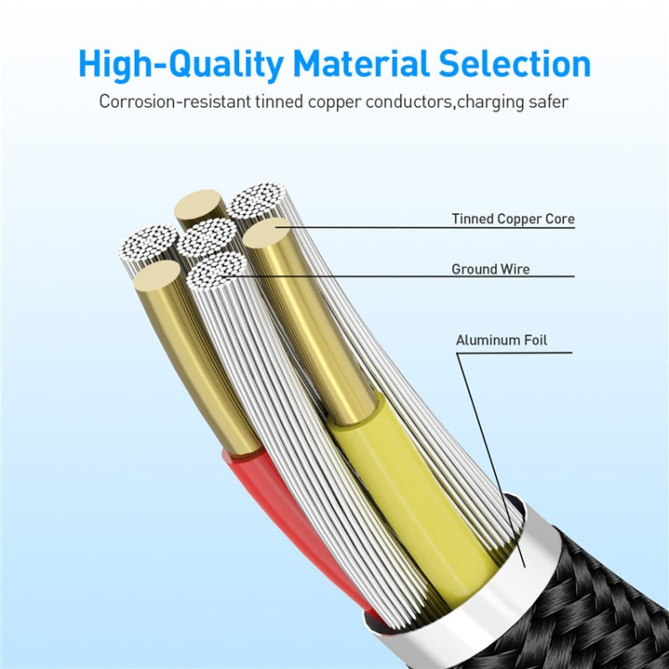 3 in 1 USB to 8 Pin + Type-C/USB-C + Micro USB Magnetic Metal Interface Nylon Braided Charging Cable, Length: 1m