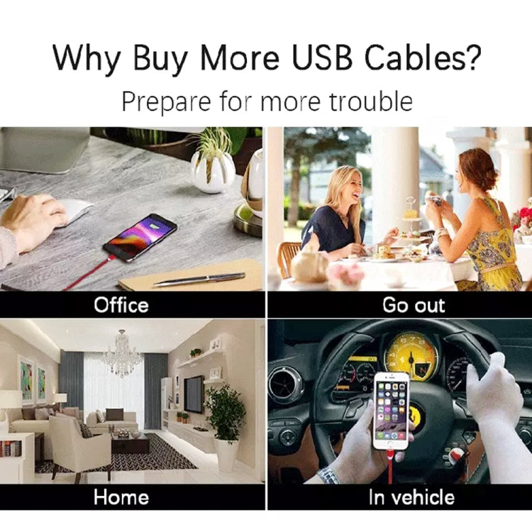 3 in 1 USB to 8 Pin + Type-C/USB-C + Micro USB Magnetic Metal Interface Nylon Braided Charging Cable, Length: 1m