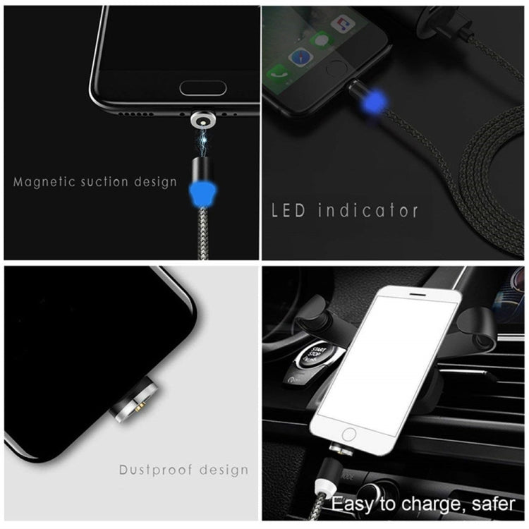 3 in 1 USB to 8 Pin + Type-C/USB-C + Micro USB Magnetic Metal Interface Nylon Braided Charging Cable, Length: 1m