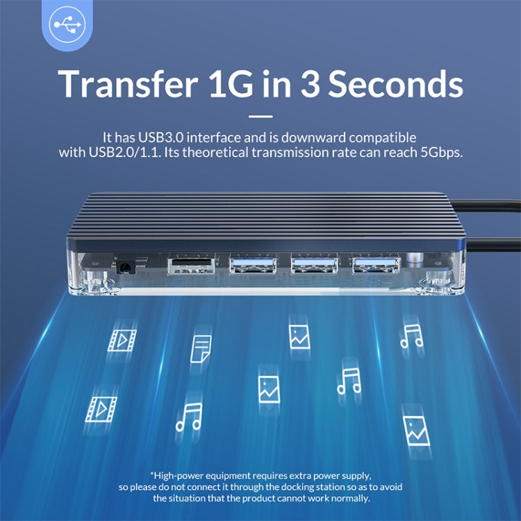 ORICO WB-11P 10 in 1 Type-C Transparent HUB, WB-11P