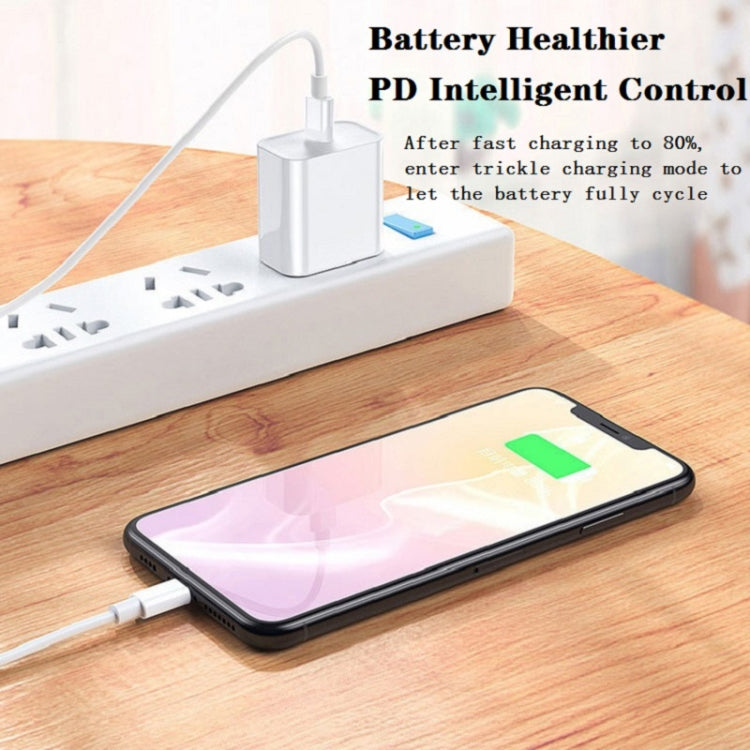 2 in 1 PD 20W Single USB-C / Type-C Port Travel Charger + 3A PD3.0 USB-C / Type-C to 8 Pin Fast Charge Data Cable Set, Cable Length: 2m, EU Plug, 20W 2m